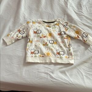 Charming White Animal Print Long Sleeve Tee